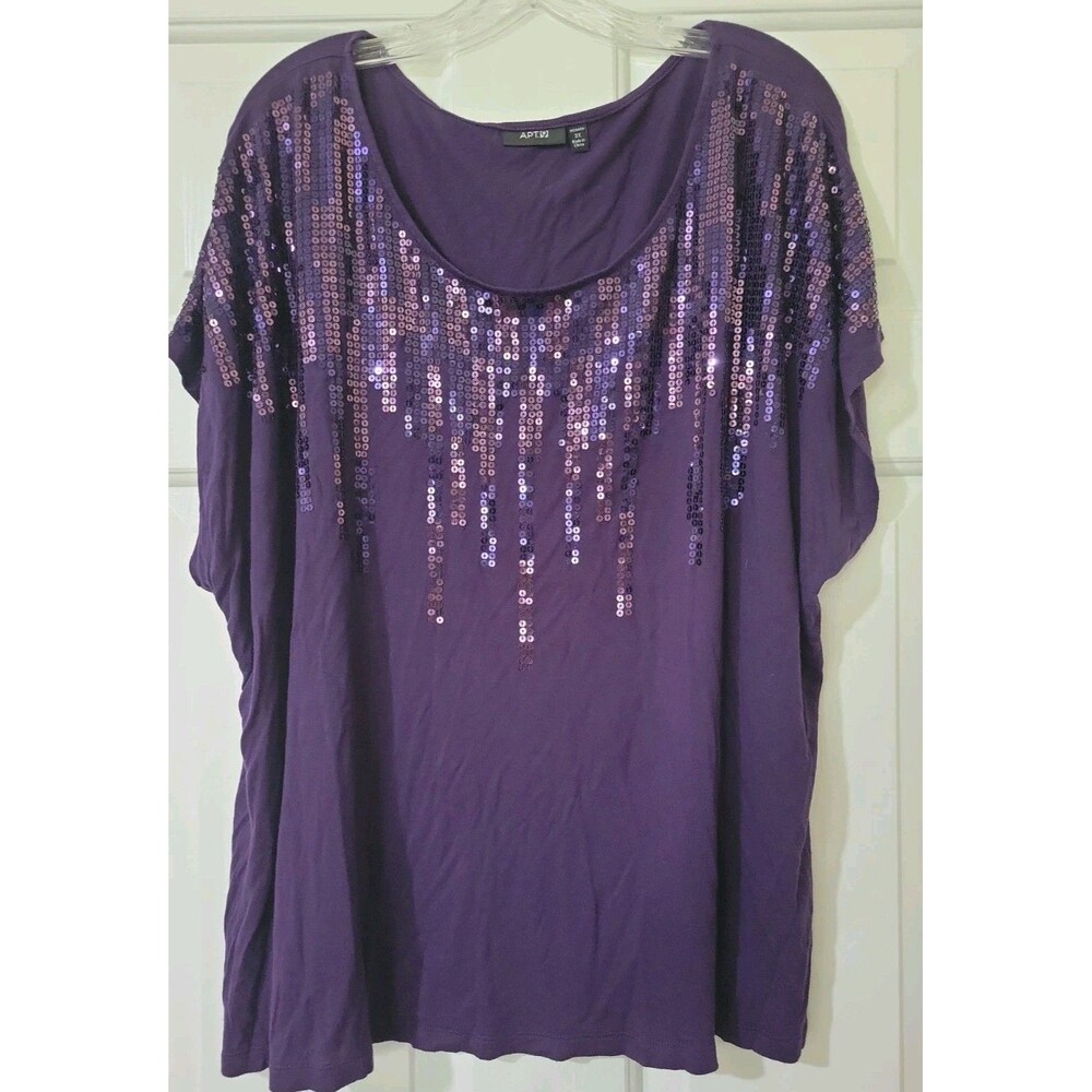 Gorgeous Apt 9 Dark Purple Flowy Sequin Top Womens 3X Sparkly Party Bling Blouse